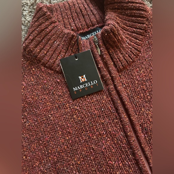 Marcello Sport V Neck Golf Sweater Vest Men's Zip-Up Maroon X-Large - Picture 6 of 7